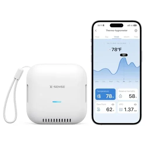 X-Sense Wi-Fi Thermometer Hygrometer for Home, App Alerts
