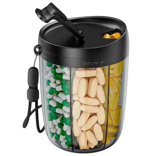 Large Pill Bottle Organizer Anti-Mix Design, 6 Slots