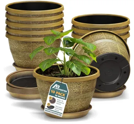 10-Pack Lifemaster Whiskey Barrel Planters