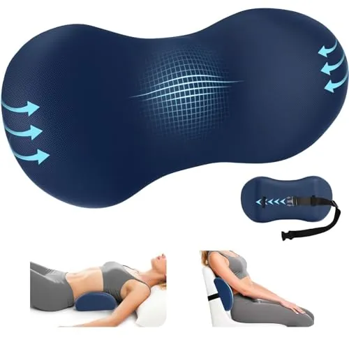 SweetSlubr Lumbar Support Pillow, Navy Blue
