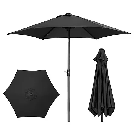 9' Ainfox Patio Market Umbrella w/ Push Button Tilt & Crank (Black or Gray)