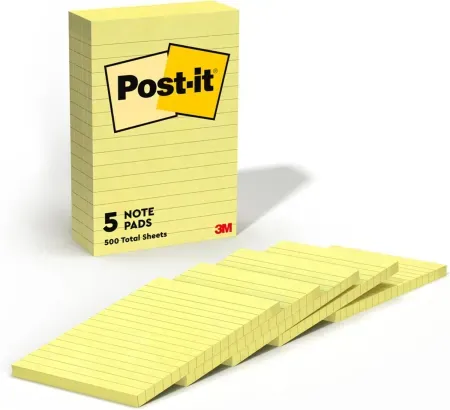 5-Pack 100-Sheet 4" x 6" Post-it Notes Lined Pads