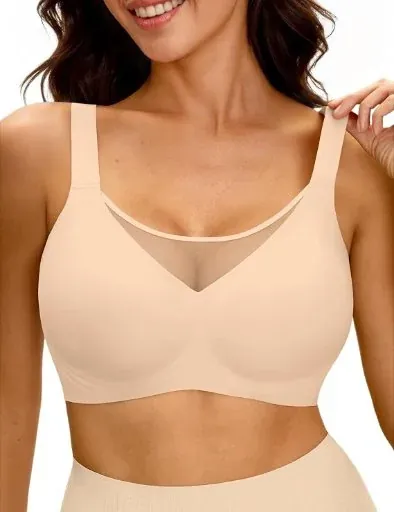 LUCKMEEY Jelly Bras for Women No Underwire Wireless Bras Removable Wide Straps