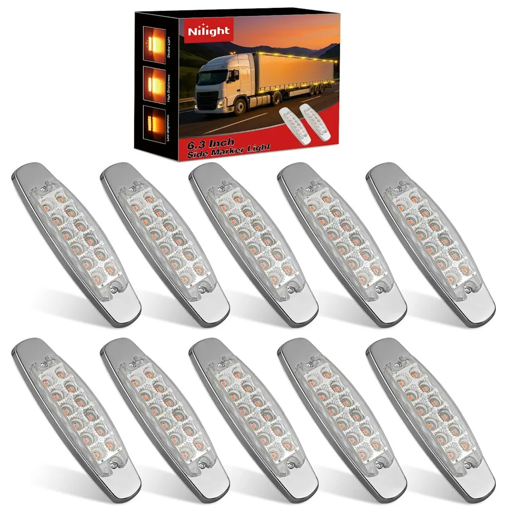 Nilight 6.3" Amber Rectangle Side Marker Lights 10-Pack