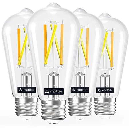4-Pk Linkind Matter Smart ST19 Vintage Edison LED Light Bulbs (E26, Tunable White)