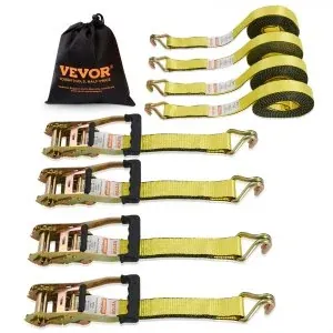 VEVOR Ratchet Tie Down Straps 4-Pack 10000 lb Break Strength 2" x 27' with Double J Hooks