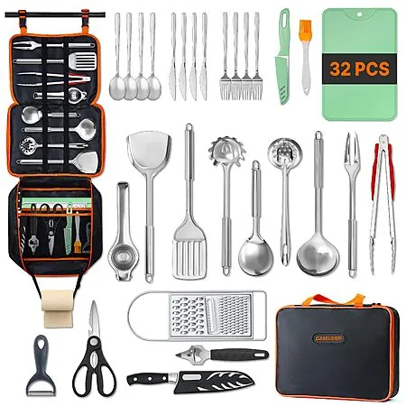 32-Pc GAIALOOP Camping Cooking Utensils Set w/ Carrying Bag