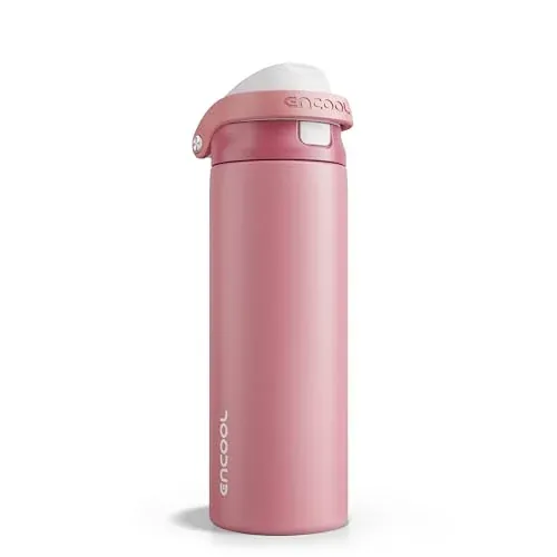 ENCOOL Insulated Stainless Steel Water Bottle w/ Straw 24-Oz