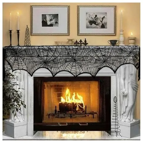 AerWo Halloween Spiderweb Fireplace Scarf