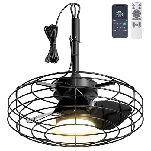 Coolbull 20" Caged Outdoor Ceiling Fan w/ Dimmable Light