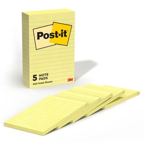 Post-it 4×6 Lined 100-Sheet Note Pads 5-Pack