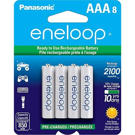 8-Pk Panasonic eneloop AAA Rechargeable 800mAh Ni-MH Batteries