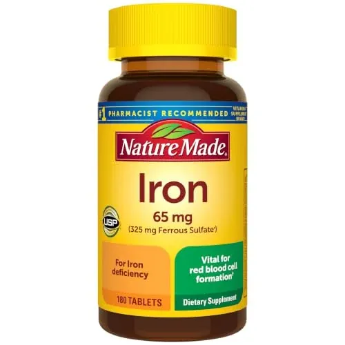 Nature Made Iron 65mg Supplement Tablets 180-Count