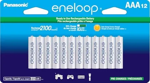 Panasonic Eneloop AAA 850mAh Ni-Mh Pre-Charged Rechargeable Batteries 12-Pack