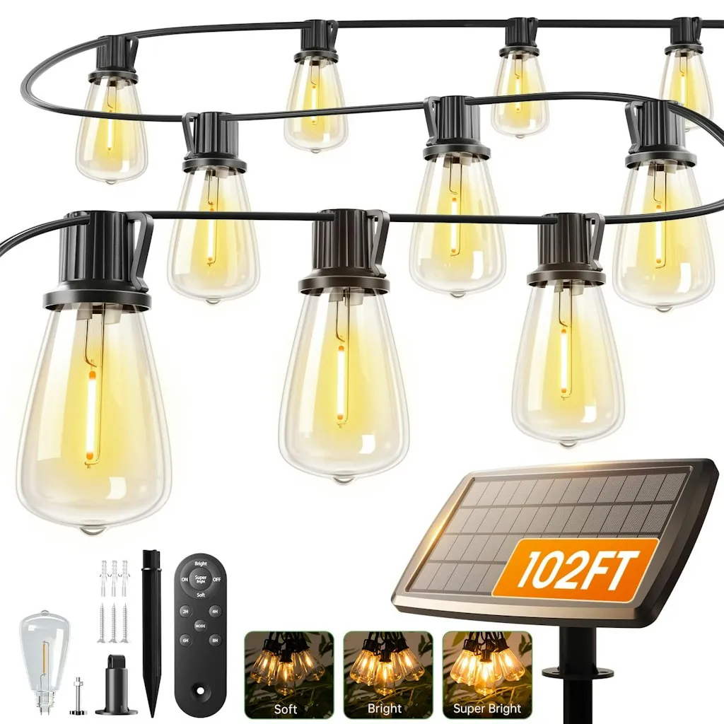 addlon 102-Foot Solar String Lights w/ Remote
