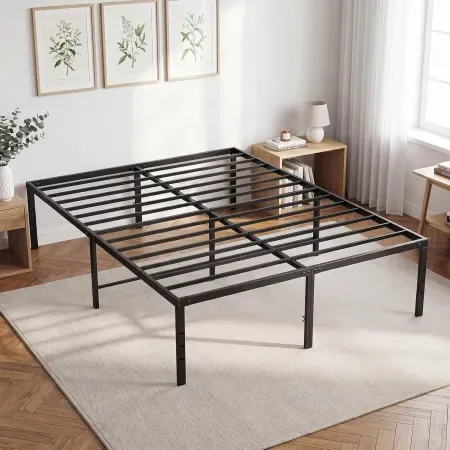 DUMOS 18" Full Size Metal Platform Bed Frame w/ Steel Slat Support