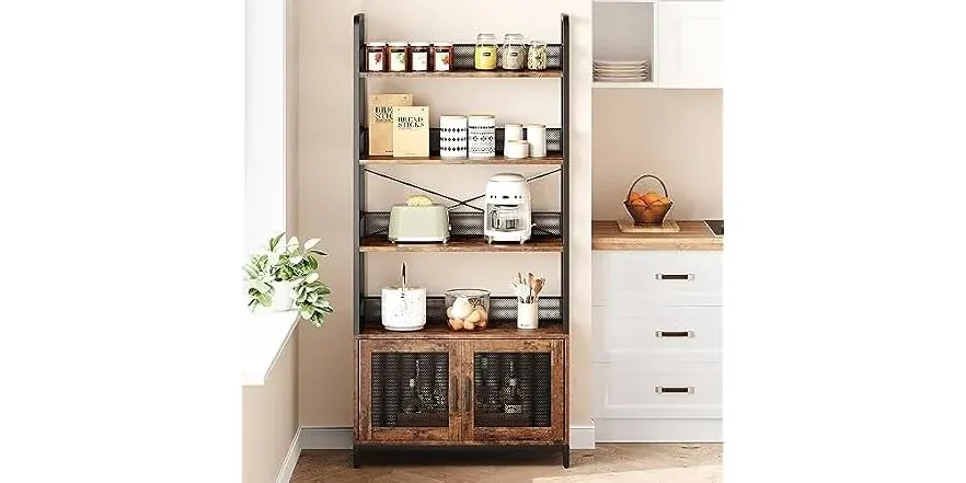 GAOMON 70.87" 4-Tier Industrial Bookshelf w/ Mesh Doors & Metal Frame