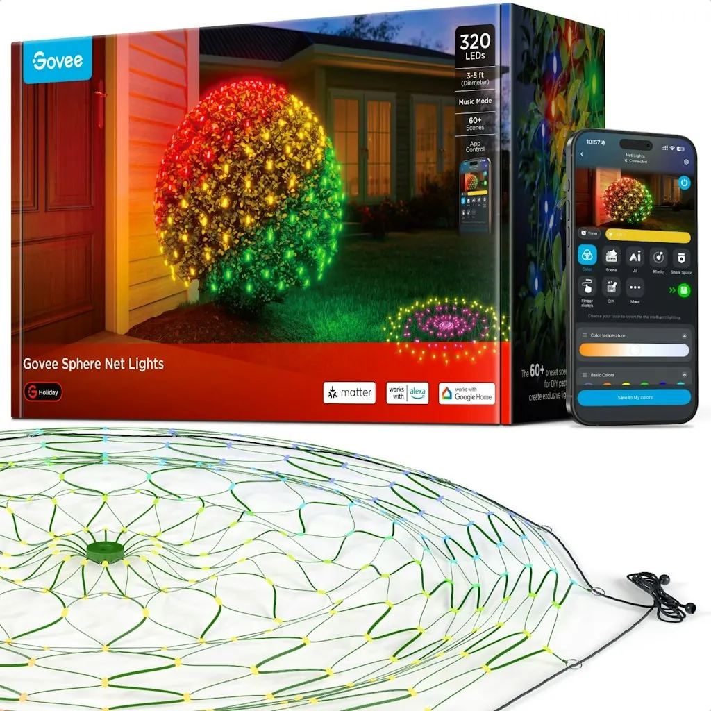 Govee RGBIC Sphere Net Lights for 3-5-Ft. Bushes