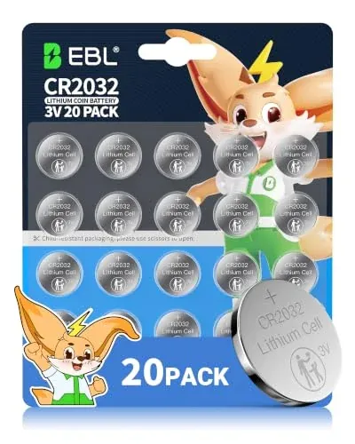 EBL CR2032 3V Coin Batteries, 20-Pack