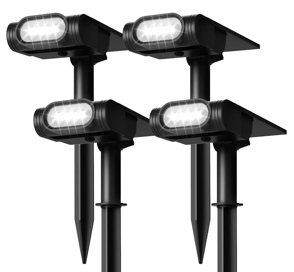 EZVALO Solar Spot Lights Outdoor IP67 Waterproof 4-Pack