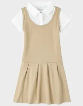 Girls Uniform Ponte Knit 2 In 1 Dress