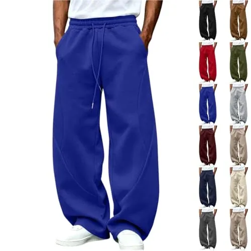 Wide Leg Fleece Drawstring Joggers
