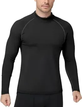 Roadbox Mock Turtleneck Long Sleeve Thermal Fleece Lined Men's Shirt
