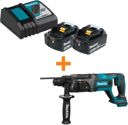 Makita 18V LXT 5.0Ah Battery and Charger Starter Pack with 7/8 in. SDS-Plus Rotary Hammer