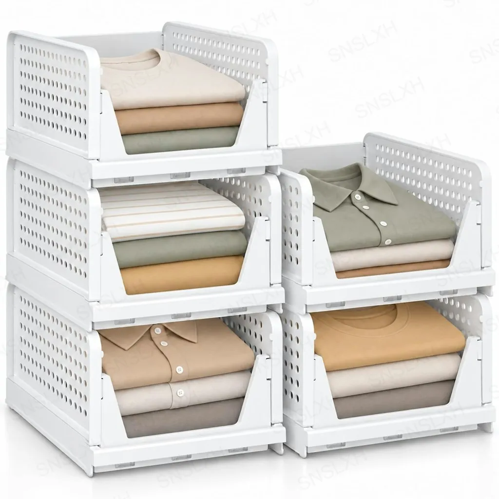 Stackable Closet Storage Basket 5-Pack