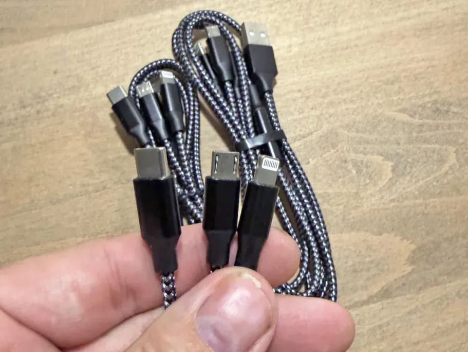 4′ Multi-Charging Cables 3-Pack in Black & Grey