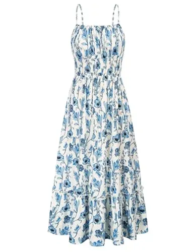 Grace Karin Boho Spaghetti Strap Maxi Dress Casual Beach Floral Summer Sundress
