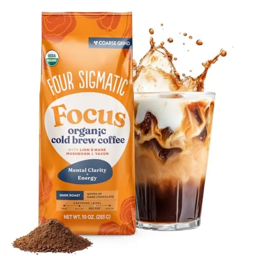 Four Sigmatic Organic Cold Brew Coffee Grounds, Dark Roast, 12 Oz