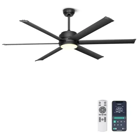 Ohniyou 60" Black Industrial Ceiling Fan w/ Light