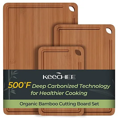3-Pc Keechee Bamboo Cutting Board w/ Juice Grooves (Carbonized)