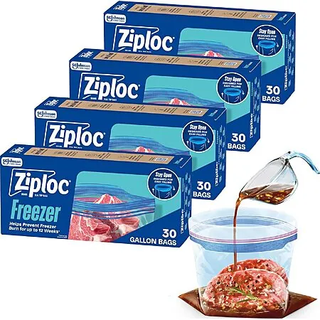 4-Pk 30-Ct Ziploc Gallon Freezer Bags