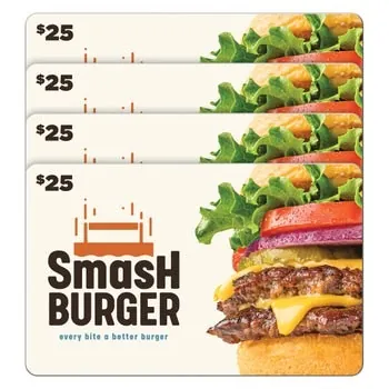 Four $25 Smashburger Gift Cards ($100 Value)