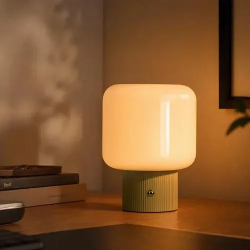 Cordless Rechargeable Mushroom Table Lamp with 3 Color Temps LED Dimmable