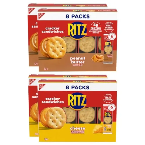 RITZ Peanut Butter & Cheese Sandwich Crackers Variety Pack, 32 Snack Packs