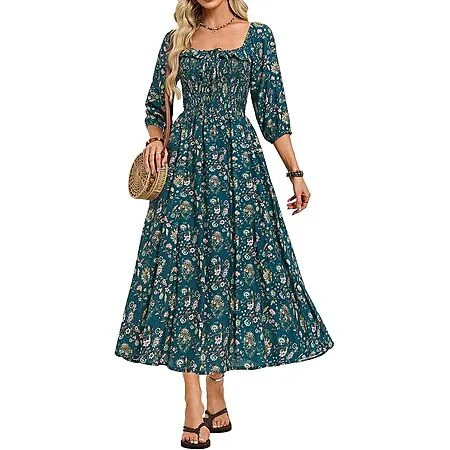 Kate Kasin Women's Boho Maxi Dress w/ Pockets (various)