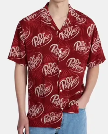 Dr Pepper Men's Graphic Woven Resort Shirt