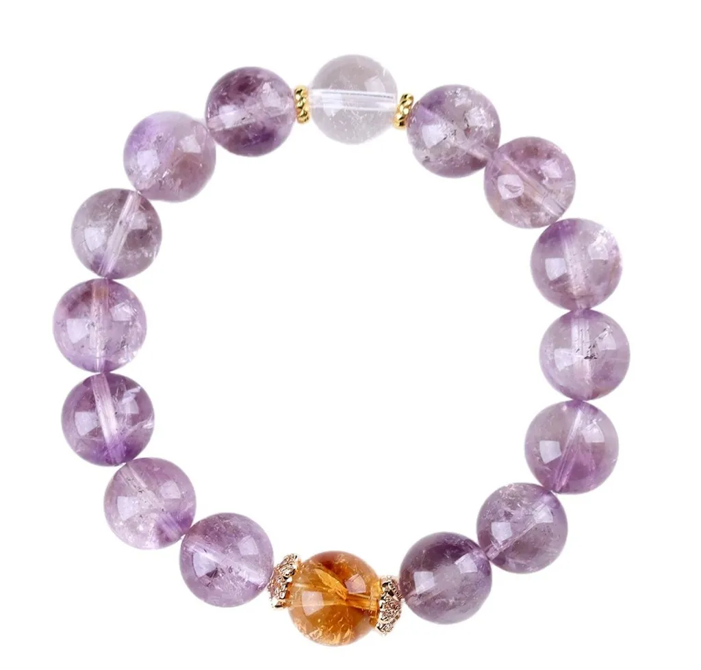 Natural Amethyst Citrine Bead Bracelet