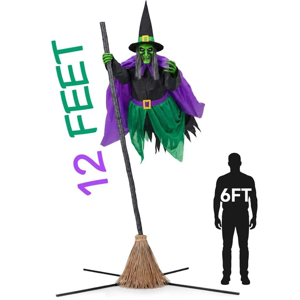 12-Foot Animated Hovering Witch Halloween Decoration