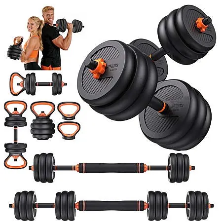 50-Lb FED Fitness 5-in-1 Adjustable Dumbbell Set w/ Connector Bar