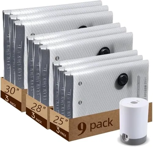 Jumbo Vacuum Storage Bags 9-Pack with Wireless Pump