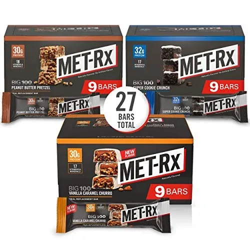 MET-Rx Big 100 Colossal Protein Bars, Variety Pack, 3.52 oz, 27 Bars