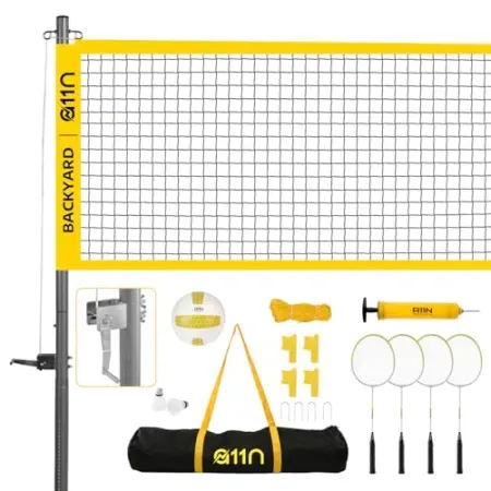 A11N SPORTS Outdoor Volleyball & Badminton Combo Set