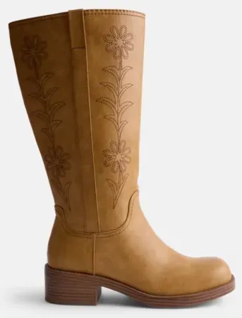 No Boundaries Women's Floral Embroidered Block Heel Boots