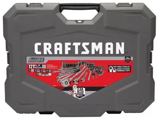 Craftsman OVERDRIVE 1/4 & 3/8 & 1/2 in. drive Metric/SAE 6 Point Mechanic's Tool Set 121 pc