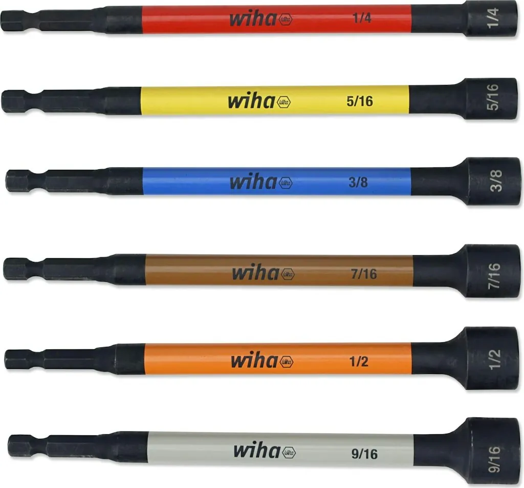 Wiha 6-Piece 6" SAE Color Coded Magnetic Nut Setter Set