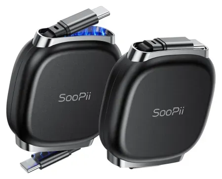 2-Pack 3.3' SOOPII 240W USB-C Retractable Cable